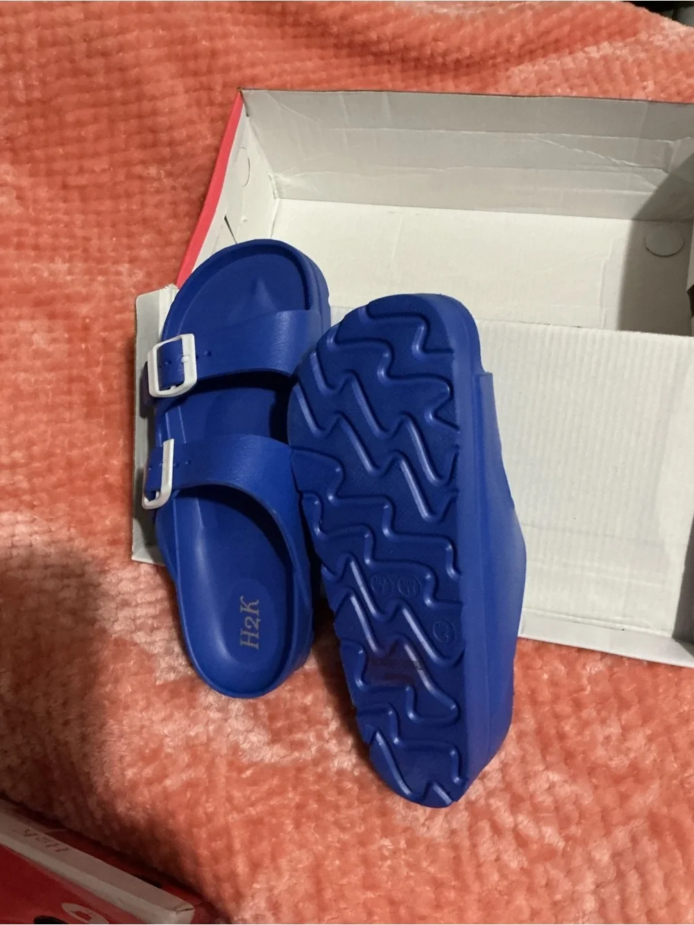 H2K Kids' Blue Double-Buckle Slide Sandals